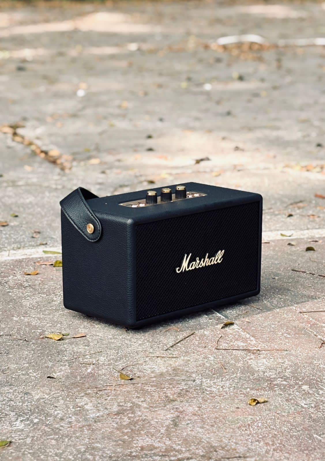 Marshall Kilburn III Portable Bluetooth Speaker with 50+ Hours of Portable Playtime, (360° Sound), Dust & Water-Resistant (IP54) – Black & Brass.